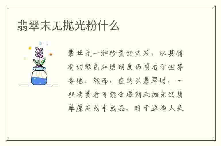 翡翠未见抛光粉什么(翡翠未见抛光粉什么意思)